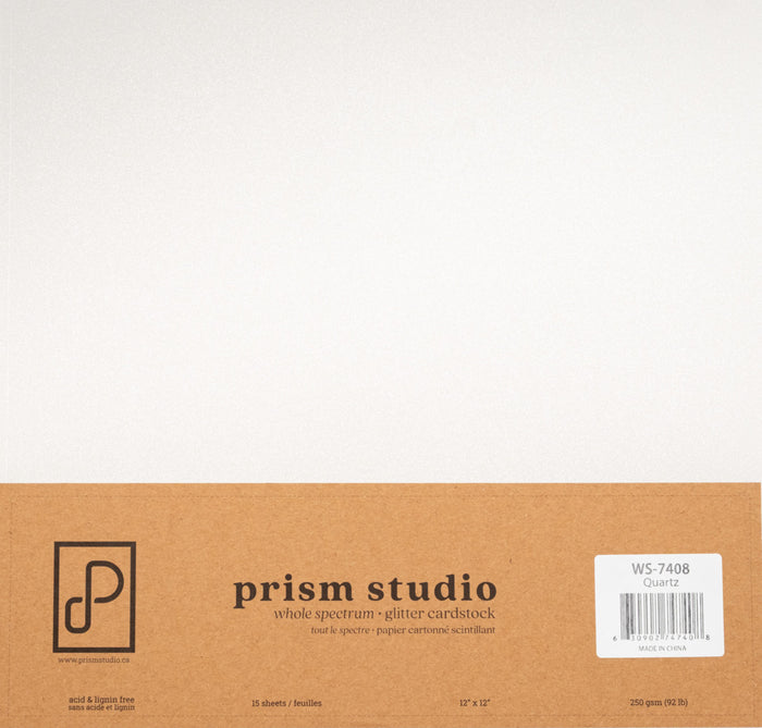 Prism Studio - 12X12 Whole Spectrum Glitter Cardstock - Quartz (15 sheets). Heavyweight, 103.4lb (280 gsm) Sparkle and elegance to your projects. For crafting, scrapbooking, invitations, and DIY. At Embellish Away in Ontario Canada.