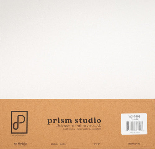 Prism Studio - 12X12 Whole Spectrum Glitter Cardstock - Quartz (15 sheets). Heavyweight, 103.4lb (280 gsm) Sparkle and elegance to your projects. For crafting, scrapbooking, invitations, and DIY. At Embellish Away in Ontario Canada.