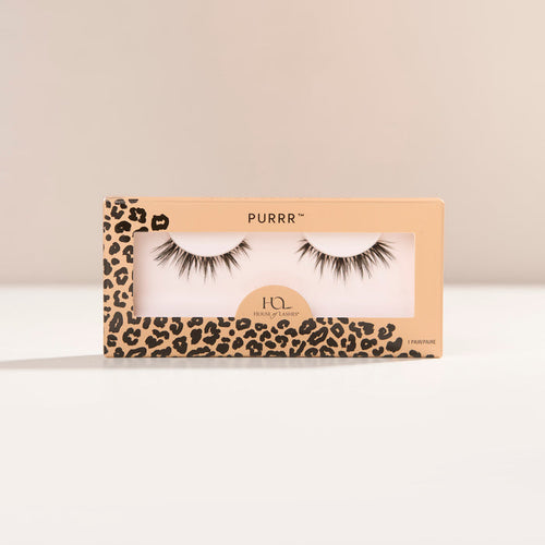 Purrr a flared, medium-length lash with a clustered design and wispy fibers for a lash cluster-inspired look.