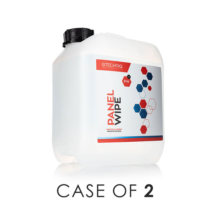 Gtechniq Panel wipe 5L Bottle front view with the text "Case of 2" on a white background.