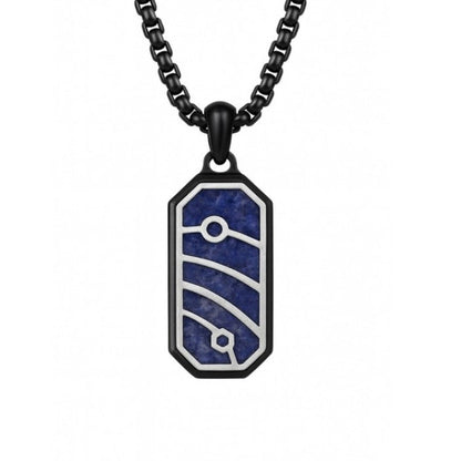 Quantum Trace Lapis Lazuli Pendant Necklace – Black PVD Plated Stainless Steel Chain