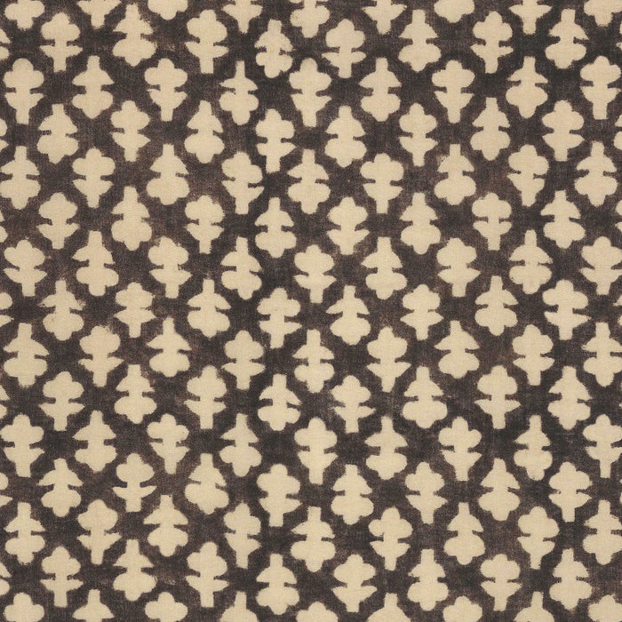 Quinn Charcoal wallpaper with a bold charcoal background and a cream abstract botanical pattern, made-to-order design.