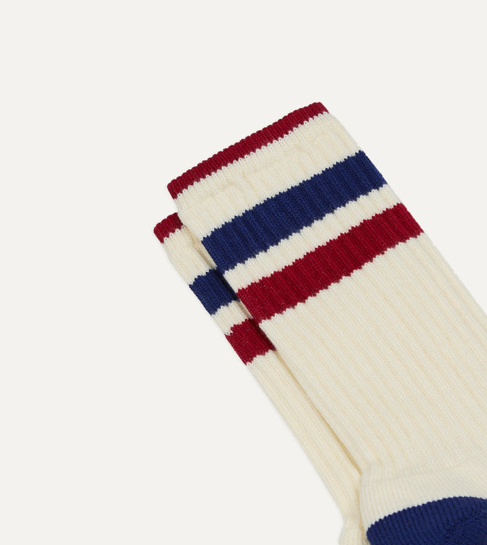 Red and Navy Striped Cotton Sport Socks