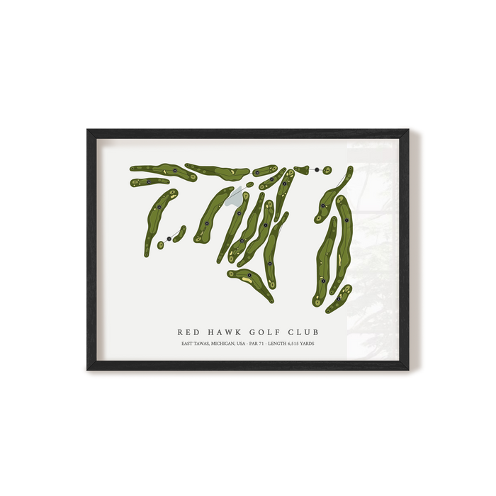 Red Hawk Golf Club | Golf Course Print | Black Frame