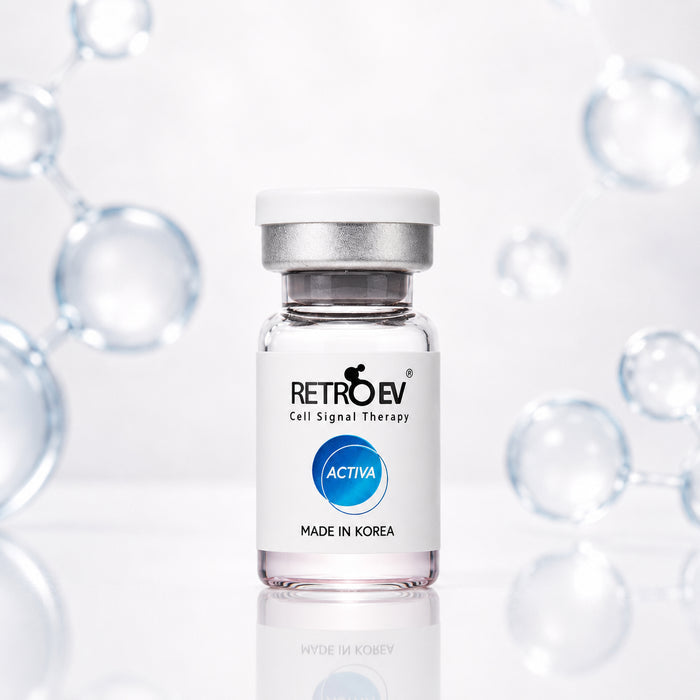 Vial labeled 'Retroev' with 'Activa' on a light background