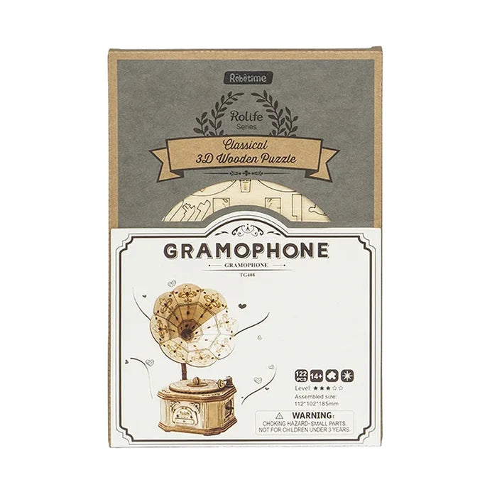 Robotime Rolife DIY Wood Crafts TG408 Gramophone Model Kit 3D
