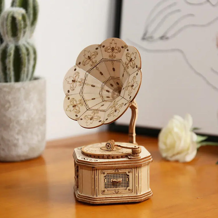 Robotime Rolife DIY Wood Crafts TG408 Gramophone Model Kit 3D