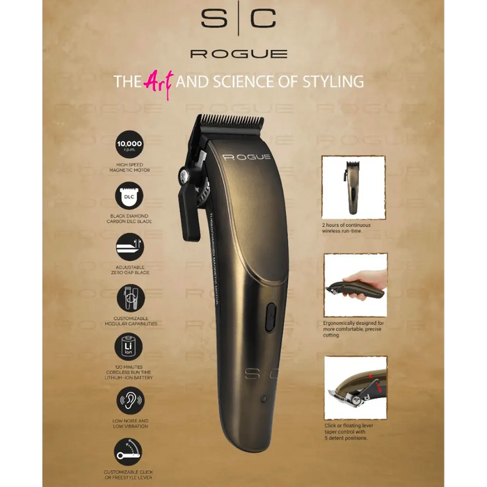 Rogue Professional Magnetic Cordless Hair Clipper Matte Gunmetal - BUYBARBER.COM