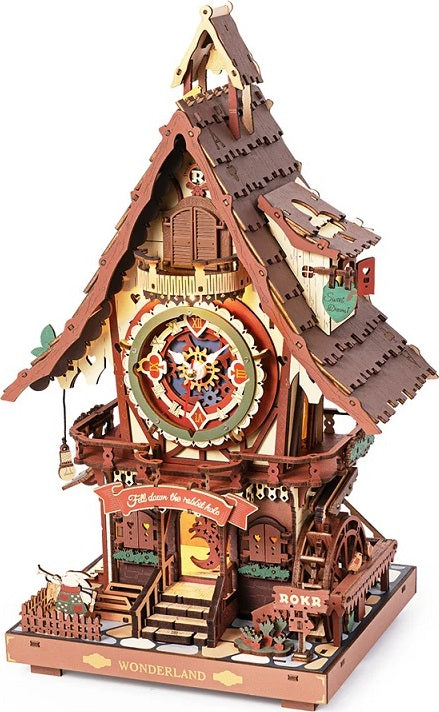 Cuckoo Clock, Stained Wood, Mechanical 3D Wooden Puzzle