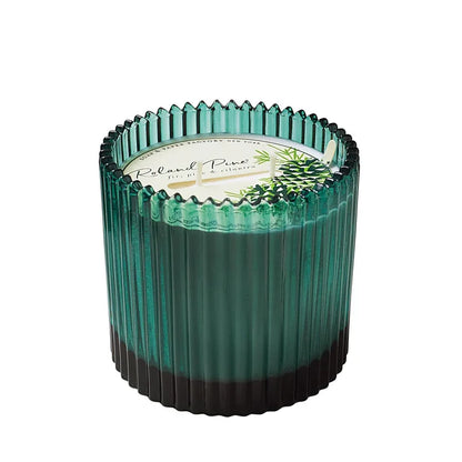 Roland Pine Forest Green Ribbed Glass Candle