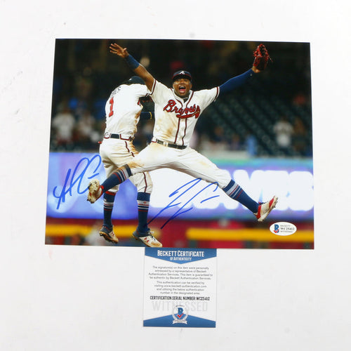 Ronald Acuna and Ozzie Albies Signed 8x10 Photo Atlanta Braves Postgame Celebration