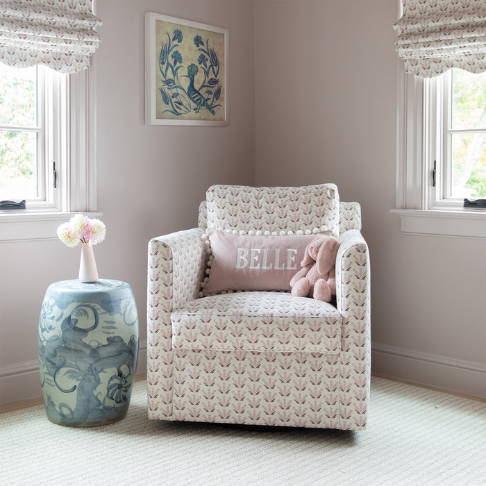 Rose Velvet made-to-order armchair in soft patterned fabric with quick turnaround, crafted in the USA quality materials