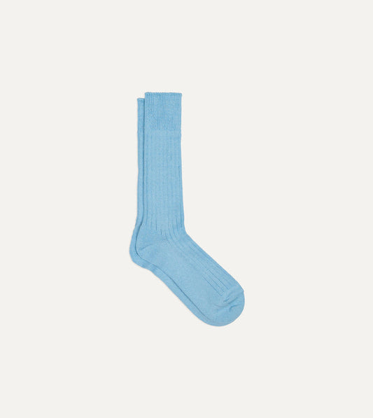 RoToTo Sky Blue Linen-Cotton Ribbed Socks