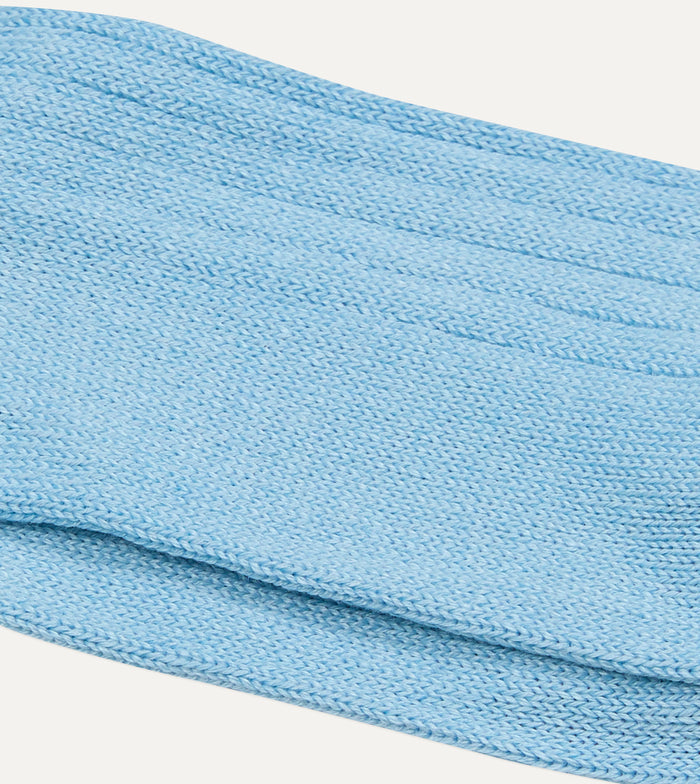 RoToTo Sky Blue Linen-Cotton Ribbed Socks