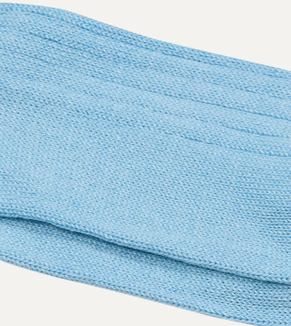 RoToTo Sky Blue Linen-Cotton Ribbed Socks