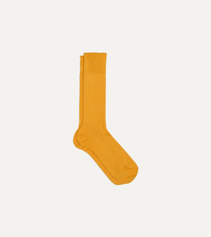 RoToTo Yellow Linen-Cotton Ribbed Socks