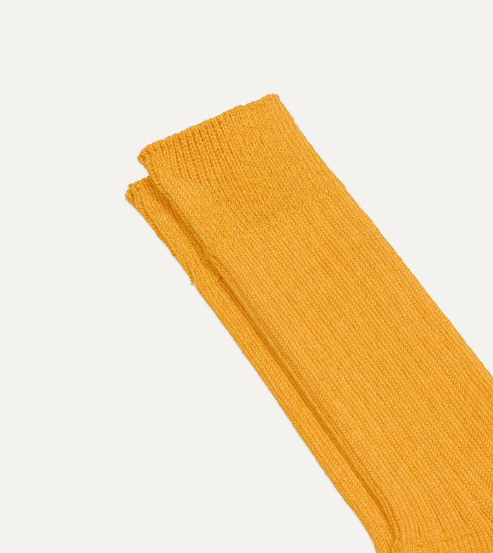 RoToTo Yellow Linen-Cotton Ribbed Socks