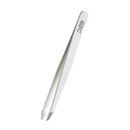 Rubis T109 Tweezer | A pair of Professional stainless-steel tweezers for eyebrow & hair plucking with the brand name 'Rulis' printed in black on one arm, against a plain white background.