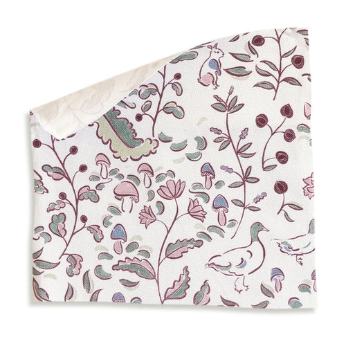 Ruby Burgundy Printed Cotton Curtain with floral botanical print, made to order in the USA with short lead times
