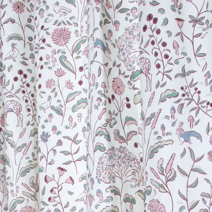 Ruby Burgundy Printed Cotton Curtain with floral pattern, made to order, manufactured in USA, short lead times