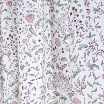 Ruby Burgundy Printed Cotton Curtain with floral pattern, made to order, manufactured in USA, short lead times
