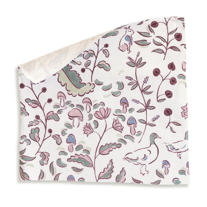 Ruby Burgundy Printed Cotton Curtain with floral botanical print, made to order in the USA with short lead times