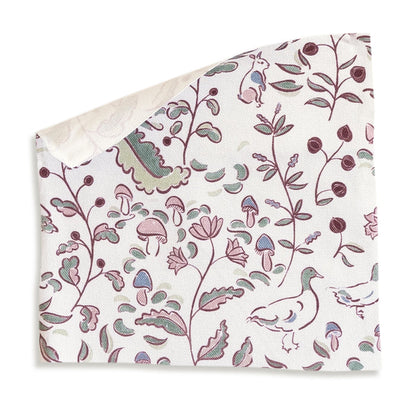 Ruby Burgundy Printed Cotton Curtain with floral botanical print, made to order in the USA with short lead times