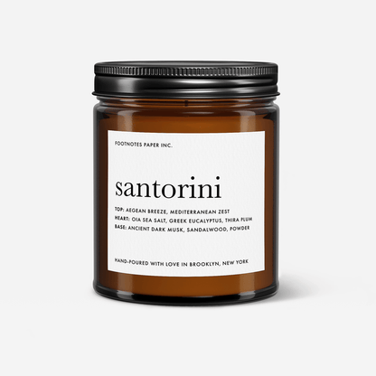 Santorini Candle | Sea salt, musk, eucalyptus - Footnotes Paper