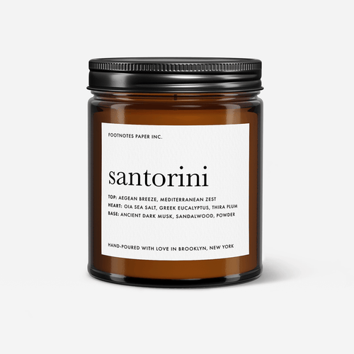 Santorini Candle | Sea salt, musk, eucalyptus - Footnotes Paper