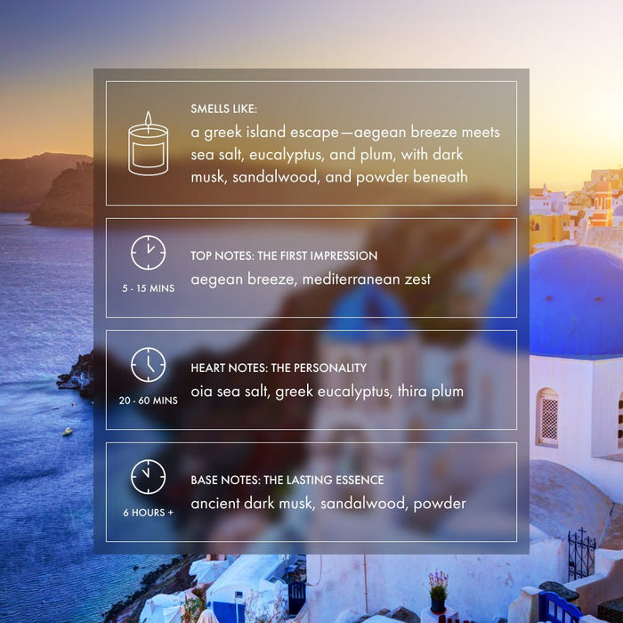 Santorini Candle | Sea salt, musk, eucalyptus - Footnotes Paper