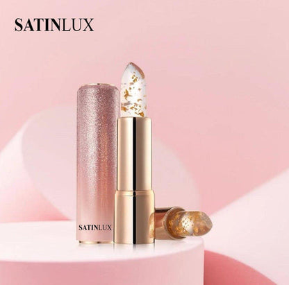 LaserGlow Satin Lux 24K gold lip balm with pH color enhancer for personalized, radiant lips