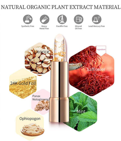 LaserGlow Satin Lux lip balm with 24K gold and pH color enhancer for soft, glowing lips