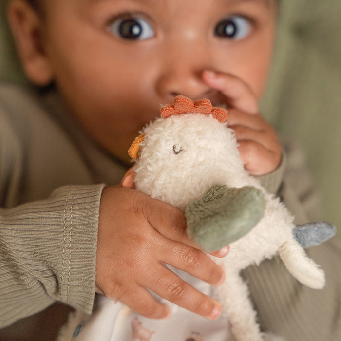 Little Dutch Schnuffeltuch Huhn Little Farm – weiches Baby-Schmusetuch mit Huhn, Tastetiketten und Schlaufe für Schnuller oder Beißring