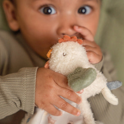 Little Dutch Schnuffeltuch Huhn Little Farm – weiches Baby-Schmusetuch mit Huhn, Tastetiketten und Schlaufe für Schnuller oder Beißring