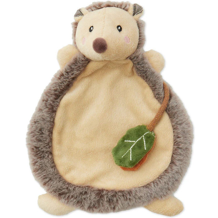 Bieco Igel Piksi Schnuffeltuch – Detailansicht des samtig weichen Baby-Kuscheltuchs mit verschiedenen Tastmöglichkeiten ab 0 Monaten