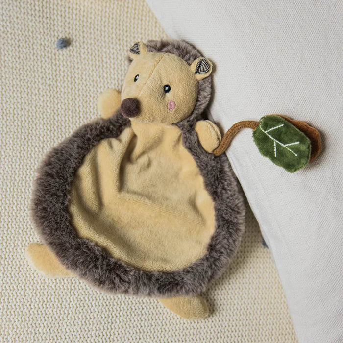 Bieco Schnuffeltuch Igel Piksi – weiches Baby-Schmusetuch im Herbst-Mix mit knisternden Blättern und verschiedenen Taststrukturen ab Geburt