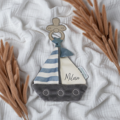 Schnullertuch Sailors Bay – personalisierbar, ab Geburt