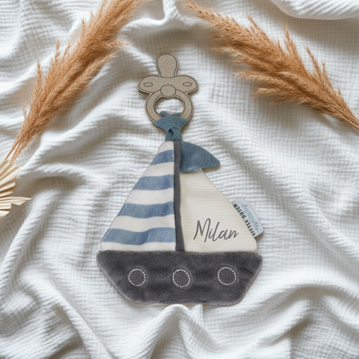 Schnullertuch Sailors Bay – personalisierbar, ab Geburt
