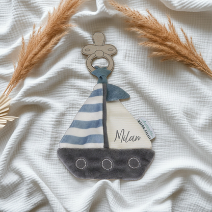 Schnullertuch Sailors Bay – personalisierbar, ab Geburt