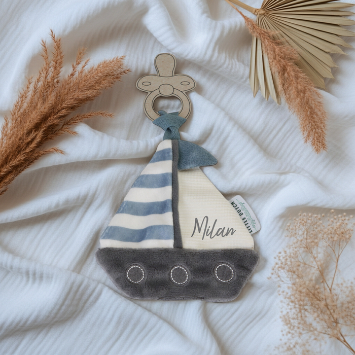 Schnullertuch Sailors Bay – personalisierbar, ab Geburt