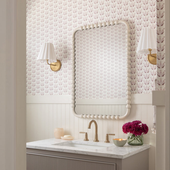 Serena Pink made-to-order wallpaper with soft pink floral pattern, crafted in the USA with quick turnaround times