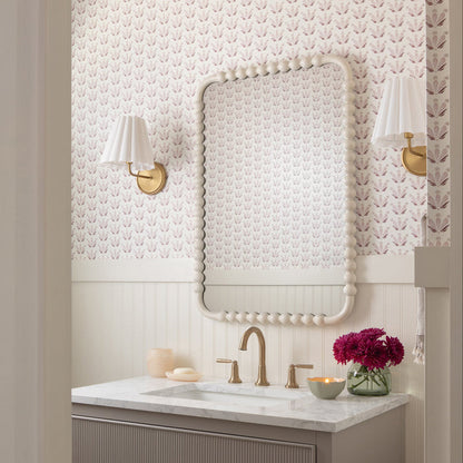 Serena Pink made-to-order wallpaper with soft pink floral pattern, crafted in the USA with quick turnaround times