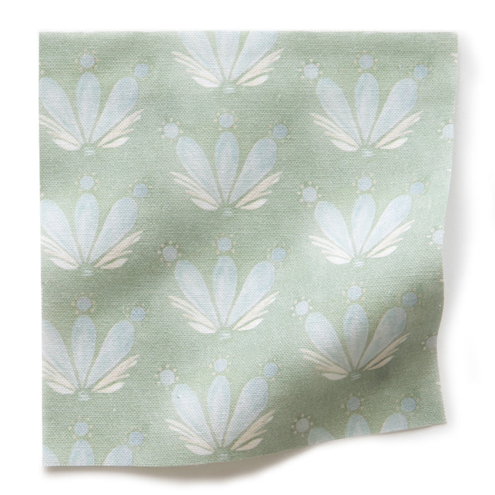 Serena Sea Salt Sample test, seafoam floral fabric swatch made to order in the USA with short lead times