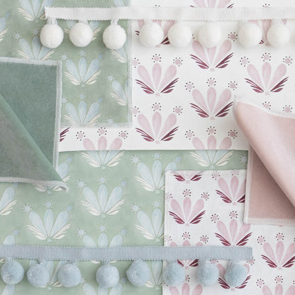 Serena Sea Salt Clay Coat Wallpaper - 41 Yards with soft floral patterns, made-to-order, crafted in the USA with quick lead times.