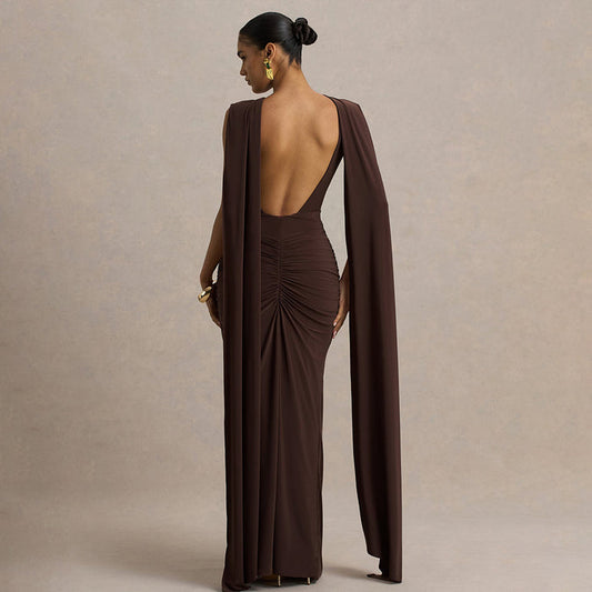 Sexy, Figure-hugging Backless Dress With Fluttering Ribbons