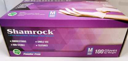 Shamrock Latex Industrial Powder Free Textured Gloves Size MEDIUM -  Case Pack Of 1000 Gloves