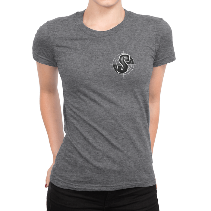 Shoddy Cast Pocket Logo - Ladies T-Shirt Heather Navy