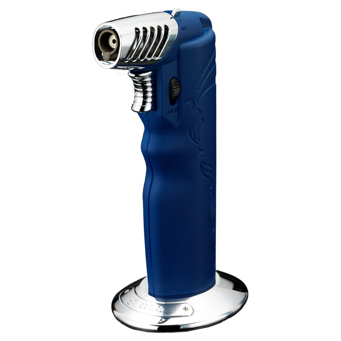 Siglo Blue & Chrome Dual Flame Table Lighter