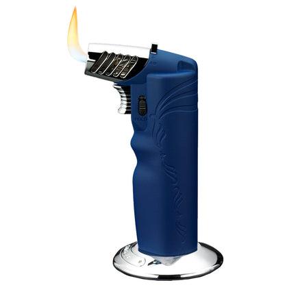 Siglo Blue & Chrome Dual Flame Table Lighter