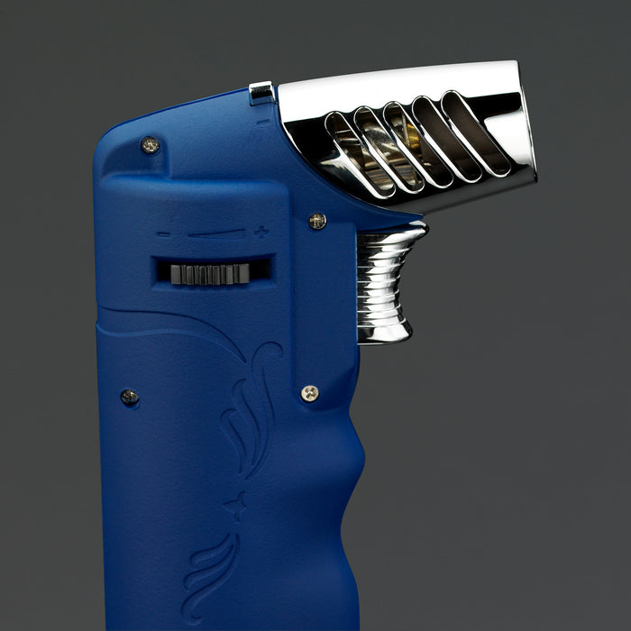 Siglo Blue & Chrome Dual Flame Table Lighter